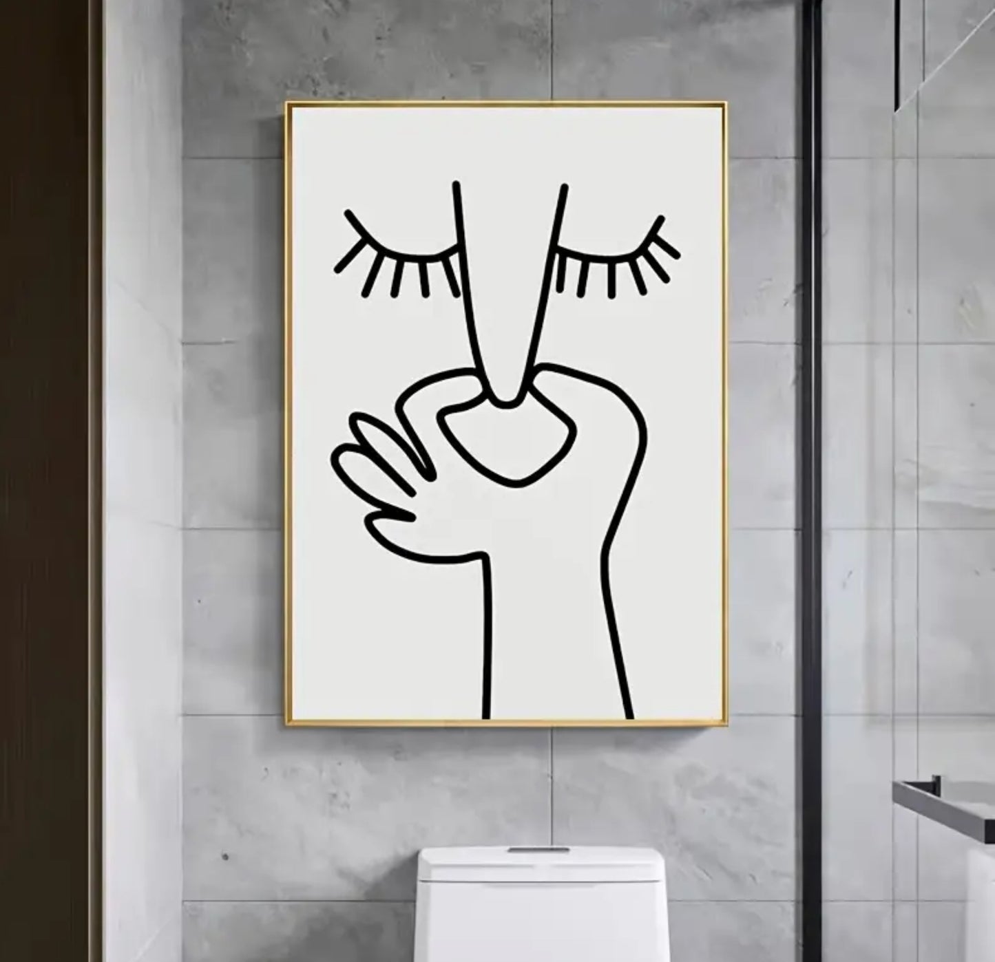 Contemporary minimalist line bathroom Wall Art